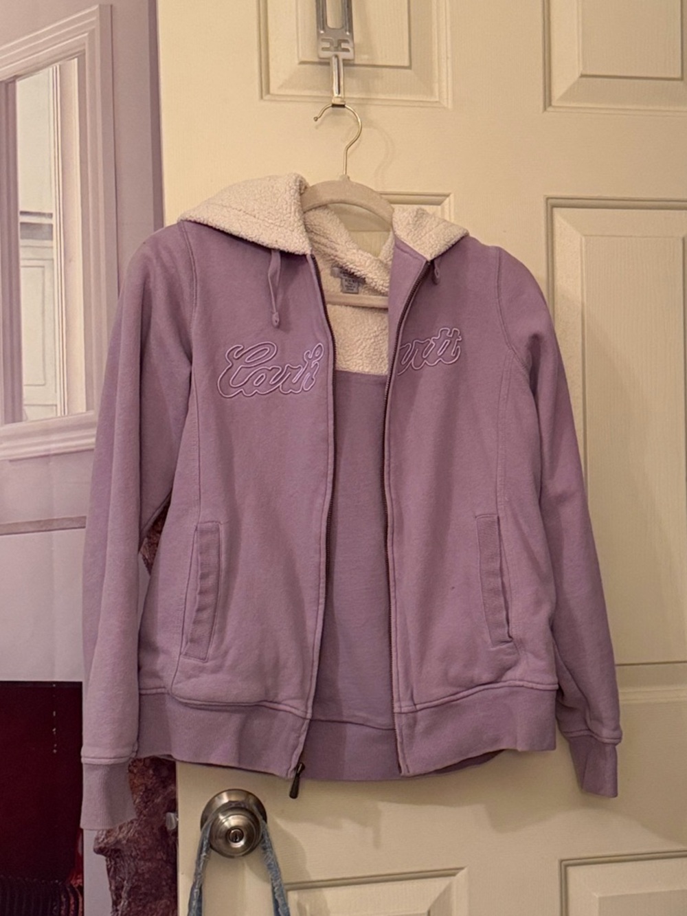 Carhartt Lavender Zip Hoodie With Fleece Lining. Size S